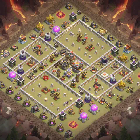 TH11 anti lavaloon anti 3-star war base layout #071