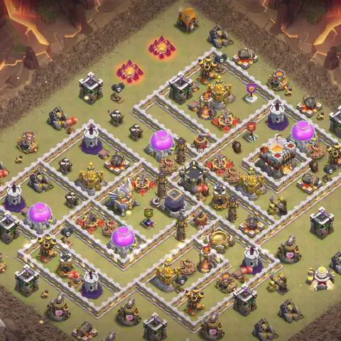 TH11 anti lavaloon cwl war base layout #007