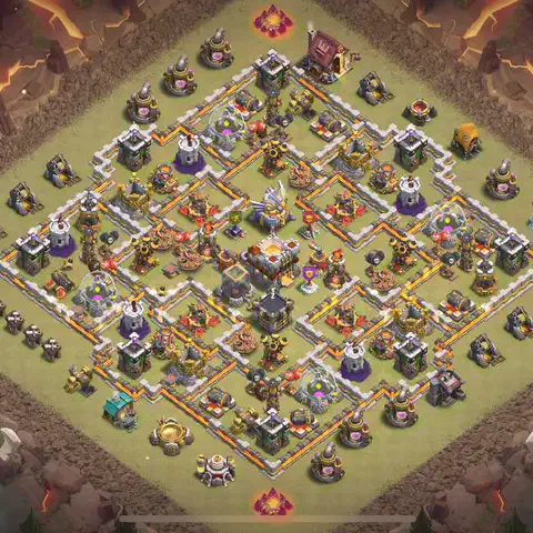 TH11 anti blimp cwl war base layout #013