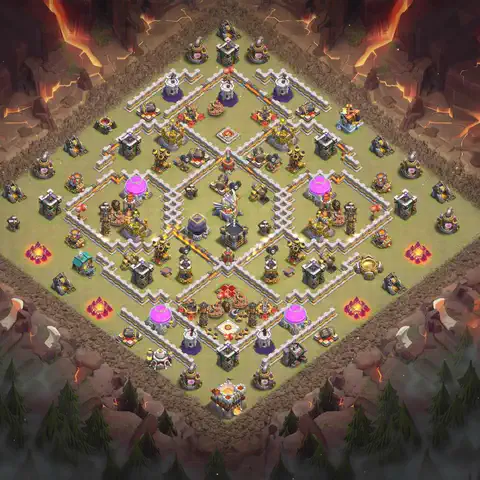 TH11 anti air cwl war base layout #028