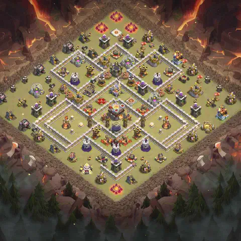 TH11 anti air cwl war base layout #055