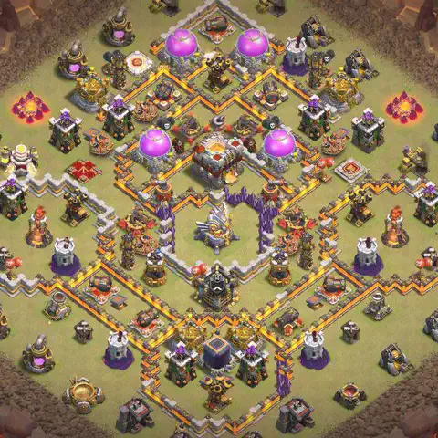 TH11 anti lavaloon cwl war base layout #058