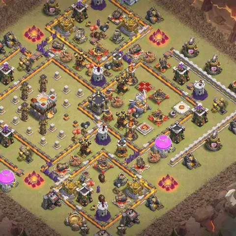 TH11 anti lavaloon cwl war base layout #061