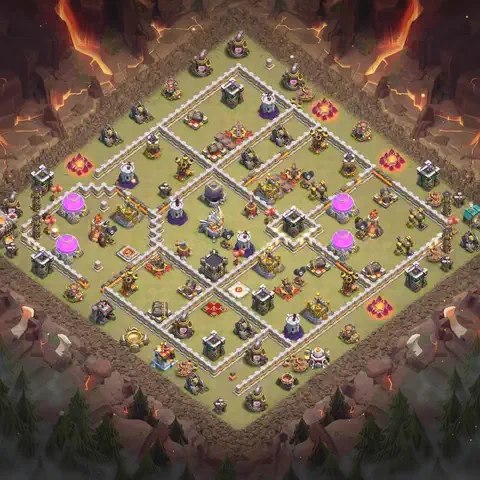 TH11 anti lavaloon war defense base layout #027