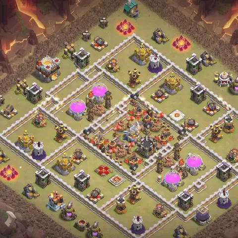 TH11 anti air war defense base layout #039