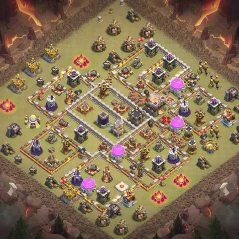 TH11 anti lavaloon war defense base layout #096