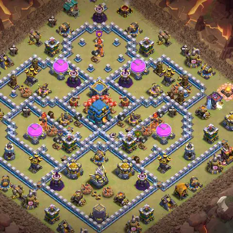TH12 war anti 3 star base layout with copy link for Clash of Clans CWL defense, layout #023