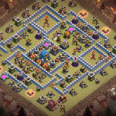 TH12 war anti 3 star base layout with copy link for Clash of Clans CWL defense, layout #050