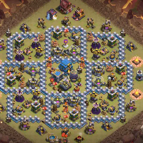 TH12 war anti 3 star base layout with copy link for Clash of Clans CWL defense, layout #065