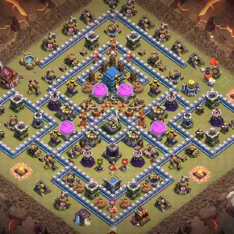 TH12 war anti 3 star base layout with copy link for Clash of Clans CWL defense, layout #077