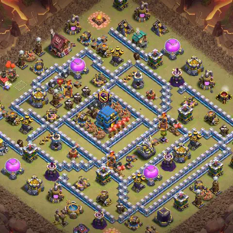 TH12 war anti 3 star base layout with copy link for Clash of Clans CWL defense, layout #086