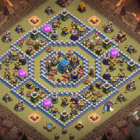 TH12 war anti 3 star base layout with copy link for Clash of Clans CWL defense, layout #089