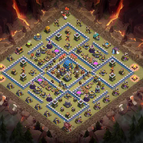 TH12 war anti 3 star base layout with copy link for Clash of Clans CWL defense, layout #104