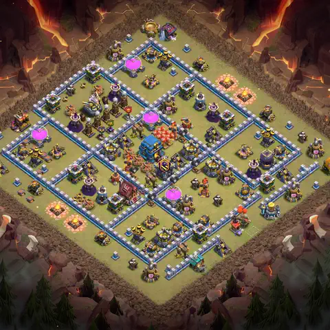 TH12 war anti 3 star base layout with copy link for Clash of Clans CWL defense, layout #110