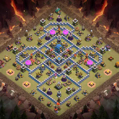 TH12 war anti 3 star base layout with copy link for Clash of Clans CWL defense, layout #116
