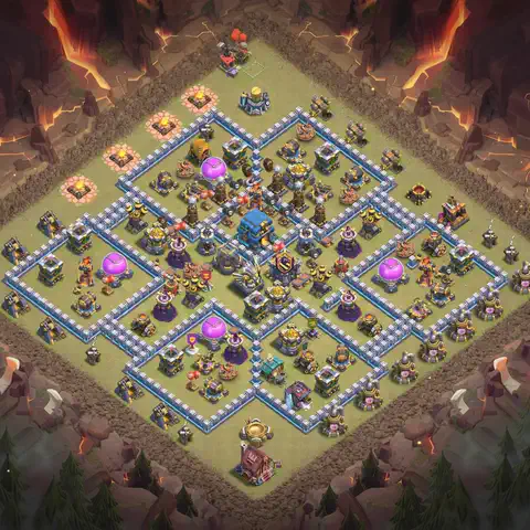 TH12 anti e-drag anti 3-star war base layout #134