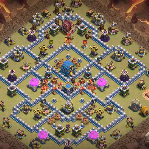 TH12 war CWL base layout with copy link for Clash of Clans anti 3 star defense, layout #007