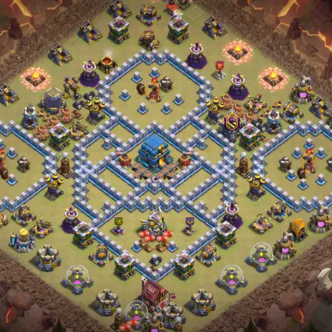 TH12 war CWL base layout with copy link for Clash of Clans anti 3 star defense, layout #019