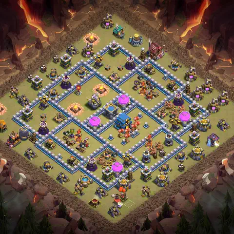 TH12 war CWL base layout with copy link for Clash of Clans anti 3 star defense, layout #022