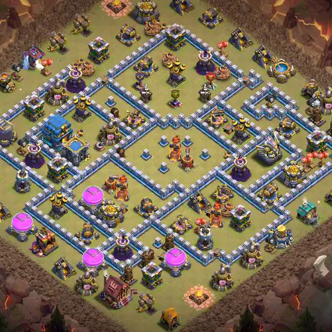 TH12 war CWL base layout with copy link for Clash of Clans anti 3 star defense, layout #025