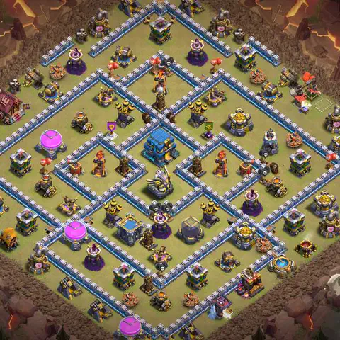 TH12 war CWL base layout with copy link for Clash of Clans anti 3 star defense, layout #028