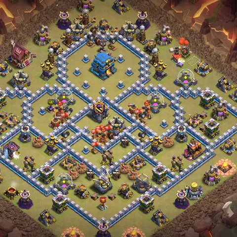 TH12 war CWL base layout with copy link for Clash of Clans anti 3 star defense, layout #034