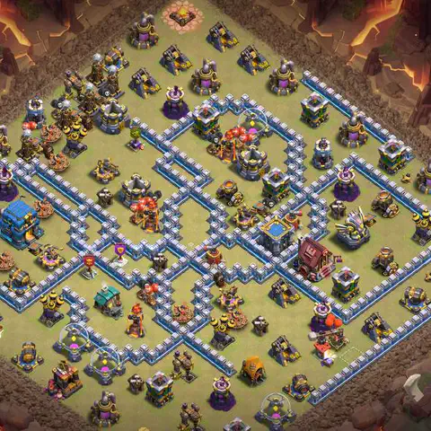 TH12 war CWL base layout with copy link for Clash of Clans anti 3 star defense, layout #043