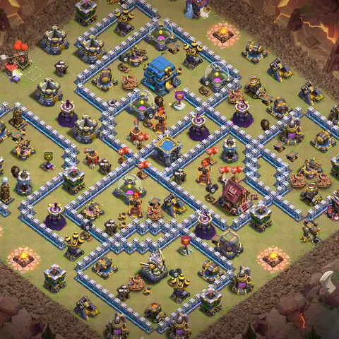 TH12 war CWL base layout with copy link for Clash of Clans anti 3 star defense, layout #046