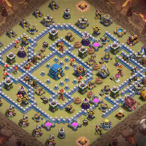 TH12 war CWL base layout with copy link for Clash of Clans anti 3 star defense, layout #052