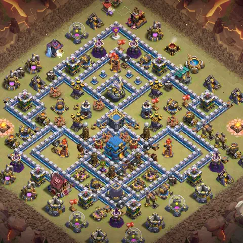 TH12 war CWL base layout with copy link for Clash of Clans anti 3 star defense, layout #058