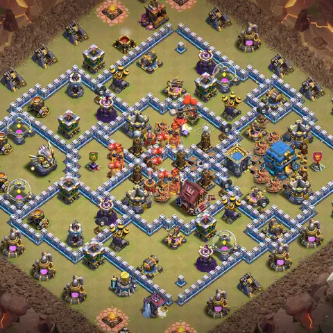 TH12 war CWL base layout with copy link for Clash of Clans anti 3 star defense, layout #061
