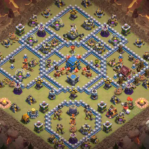 TH12 war CWL base layout with copy link for Clash of Clans anti 3 star defense, layout #064