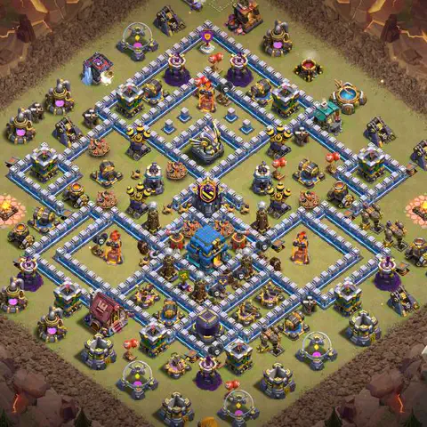 TH12 war CWL base layout with copy link for Clash of Clans anti 3 star defense, layout #067