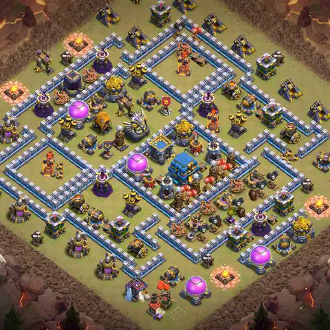 TH12 war CWL base layout with copy link for Clash of Clans anti 3 star defense, layout #070