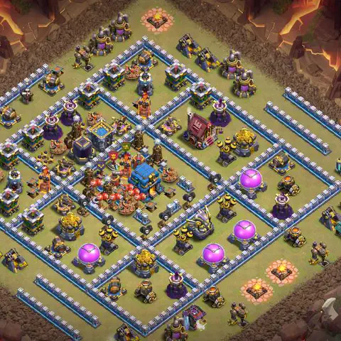 TH12 war CWL base layout with copy link for Clash of Clans anti 3 star defense, layout #073