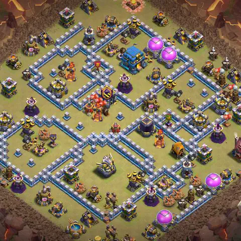 TH12 war CWL base layout with copy link for Clash of Clans anti 3 star defense, layout #085