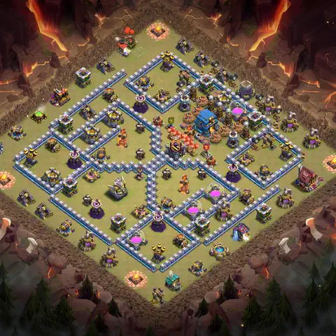 TH12 war CWL base layout with copy link for Clash of Clans anti 3 star defense, layout #103