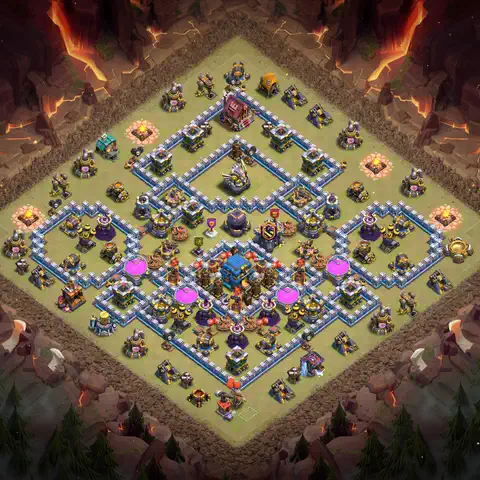 TH12 war CWL base layout with copy link for Clash of Clans anti 3 star defense, layout #112