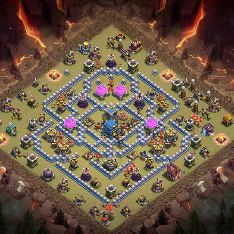 TH12 war CWL base layout with copy link for Clash of Clans anti 3 star defense, layout #115