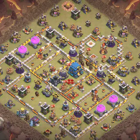 TH12 anti blimp cwl war base layout #169