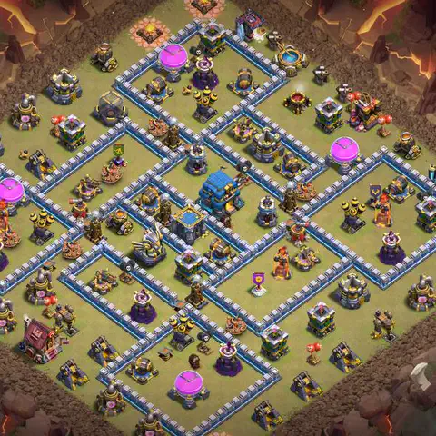 TH12 war defense base layout with copy link for Clash of Clans CWL anti 3 star, layout #003