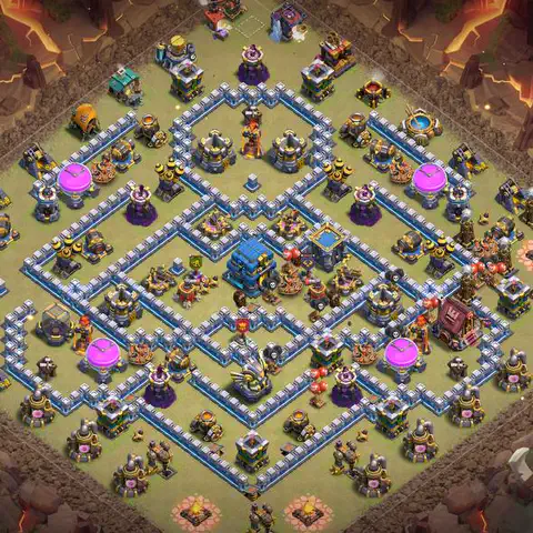 TH12 war defense base layout with copy link for Clash of Clans CWL anti 3 star, layout #006