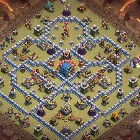 TH12 war defense base layout with copy link for Clash of Clans CWL anti 3 star, layout #009
