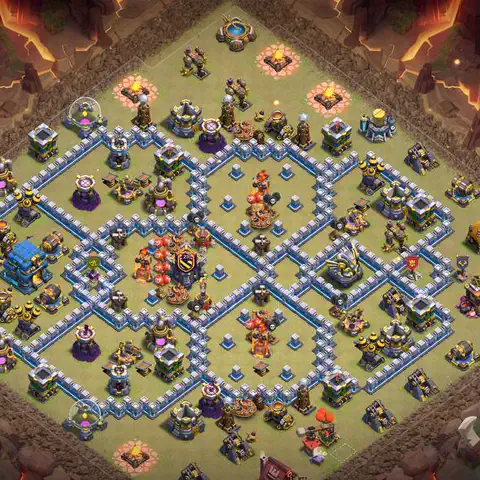 TH12 war defense base layout with copy link for Clash of Clans CWL anti 3 star, layout #021