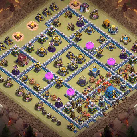 TH12 war defense base layout with copy link for Clash of Clans CWL anti 3 star, layout #027