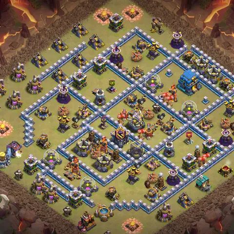 TH12 war defense base layout with copy link for Clash of Clans CWL anti 3 star, layout #033