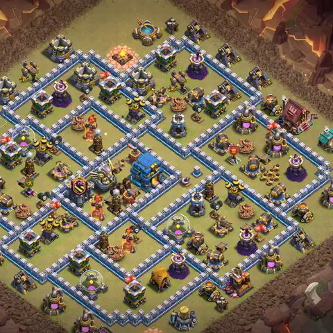 TH12 war defense base layout with copy link for Clash of Clans CWL anti 3 star, layout #039