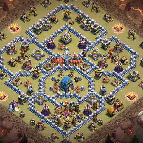 TH12 war defense base layout with copy link for Clash of Clans CWL anti 3 star, layout #042