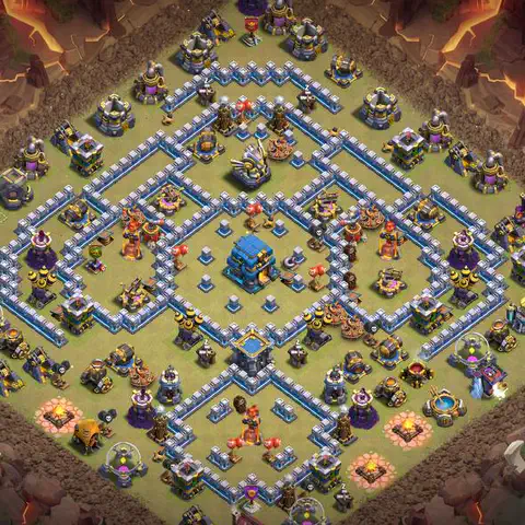TH12 war defense base layout with copy link for Clash of Clans CWL anti 3 star, layout #045