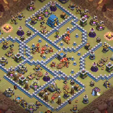 TH12 war defense base layout with copy link for Clash of Clans CWL anti 3 star, layout #057